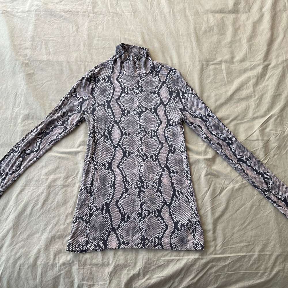 Snake Print Mock Neck Long Sleeve Top